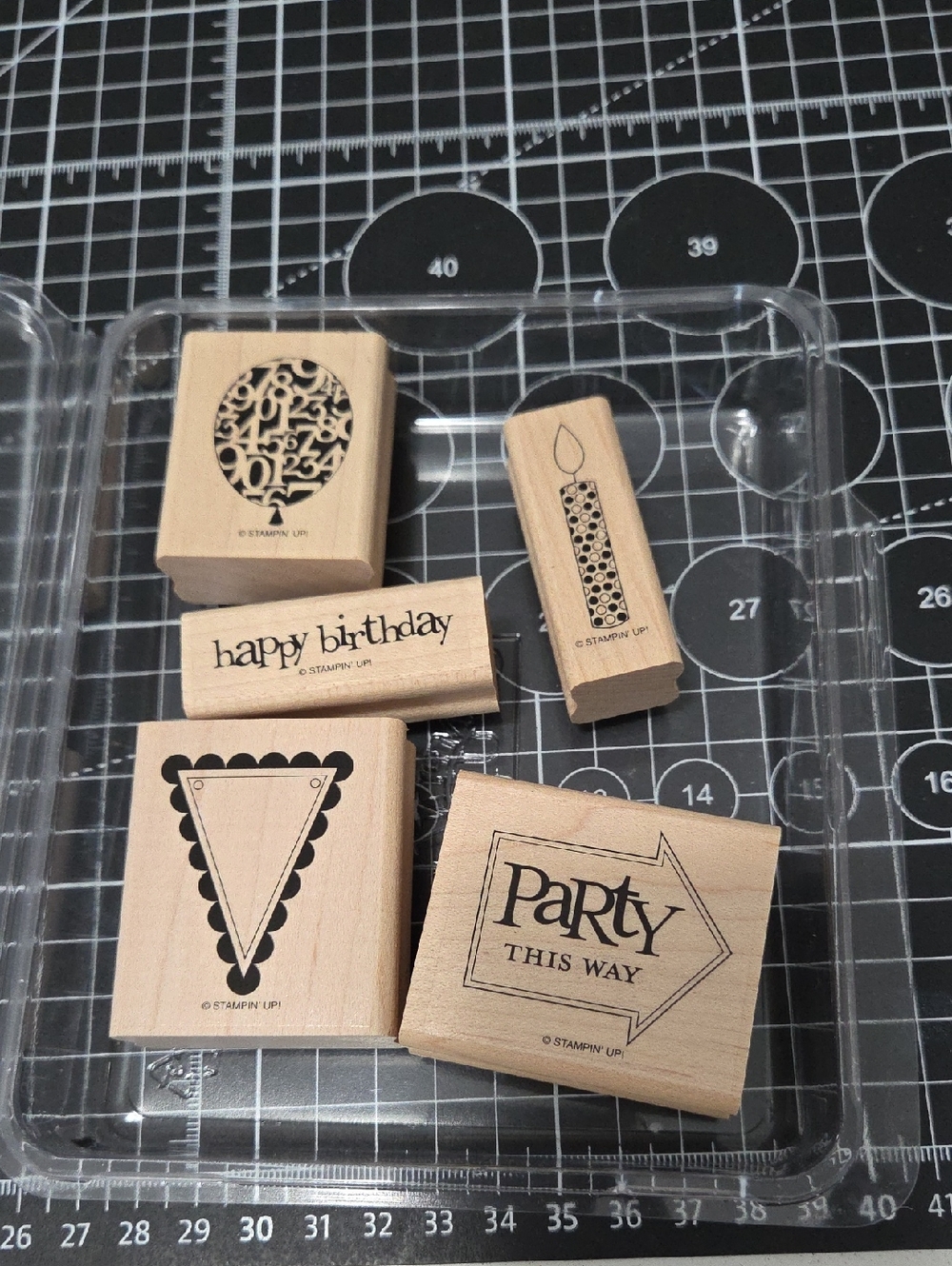 Party This Way Stampin Up Rubber Wood mounted Set